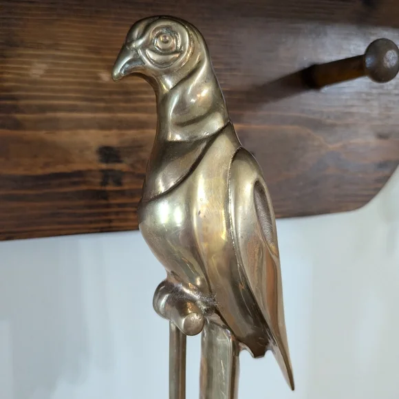 Vintage Decorative Brass Parrot Tall Perch Base Sculpture Hollywood Regency MCM - Picture 6 of 16